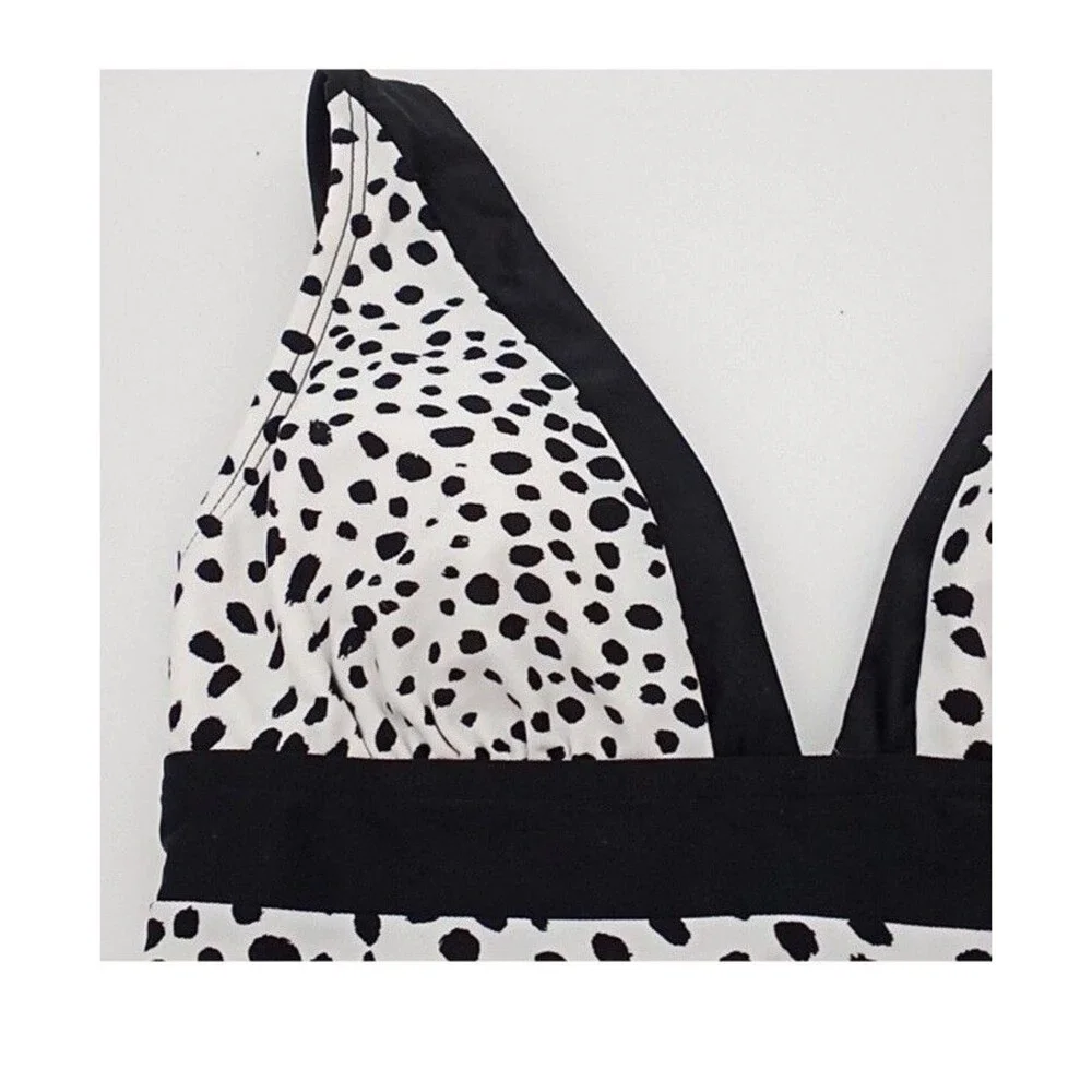 DKNY Tankini Top Womens Spotted Print V-neck Swim Top White Black‎ Large NWT - Picture 4 of 8